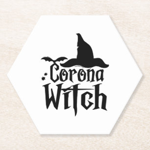 Dessous-de-verre En Papier Halloween Corona Witch, Halloween drôle,