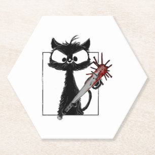 Dessous-de-verre En Papier Halloween de baseball de chat noir