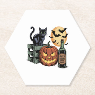 Dessous-de-verre En Papier Halloween de la bière de chat citrouille