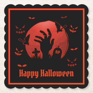 Dessous-de-verre En Papier Halloween de la lune de cimetière
