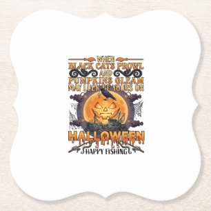 Dessous-de-verre En Papier Halloween Joyeuse Pêche Chats Noirs Citrouilles Co