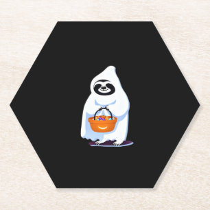 Dessous-de-verre En Papier Halloween paresse habillé comme un fantôme tour ou