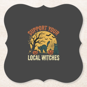 Dessous-de-verre En Papier Halloween Soutenez Vos Sorcières Locales Chat Noir