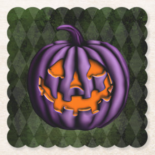 Dessous-de-verre En Papier Halloween violet Citrouille Grunge vert