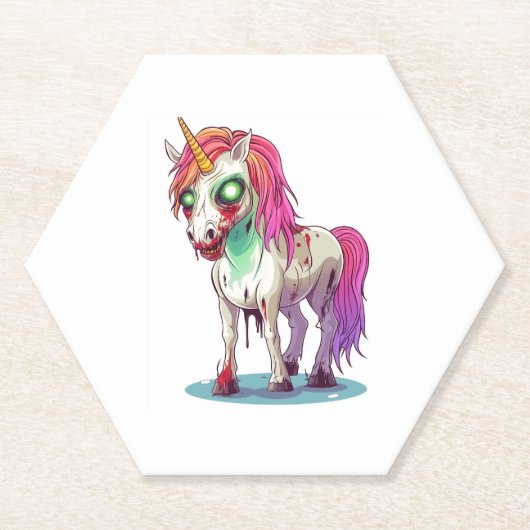 Dessous-de-verre En Papier Halloween Zombie Unicorn (Devant)