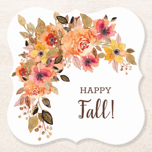 Dessous-de-verre En Papier Happy Automne Fleur Fleur Fleur Fleur Bracket (Devant)