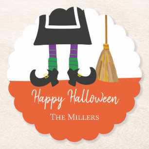 Dessous-de-verre En Papier Happy Halloween Jambes de sorcière et salle perso