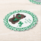 Dessous-de-verre En Papier Happy Jour de la Saint Patrick Chien quatre feuill (Incliné)