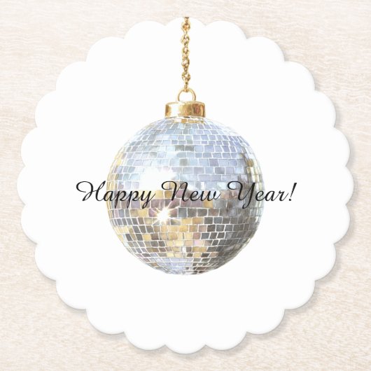 Dessous-de-verre En Papier Happy New Year Silver Ball (Devant)