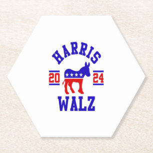 Dessous-de-verre En Papier Harris Walz 2024 pour le président Patriotic Democ