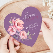 Dessous-de-verre En Papier Heart Violet Love Story Aquarelle Peony Mariage