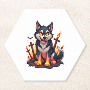 Dessous-de-verre En Papier Hellhound Husky Chien