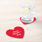 Dessous-de-verre En Papier Heureuse Sainte-Valentin Typographie simple Coeur  (En situation)