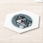 Dessous-de-verre En Papier heureux Alaskien Malamute Puppy (Incliné)