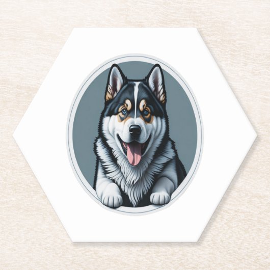 Dessous-de-verre En Papier heureux Alaskien Malamute Puppy (Devant)