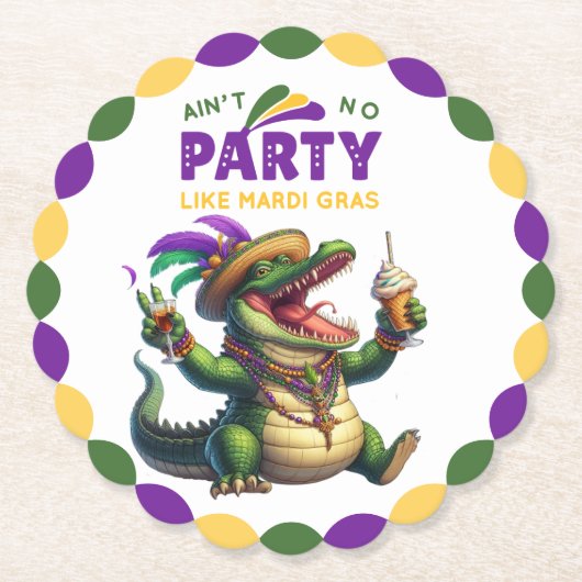 Dessous-de-verre En Papier Heureux Mardi Gras Alligator (Devant)