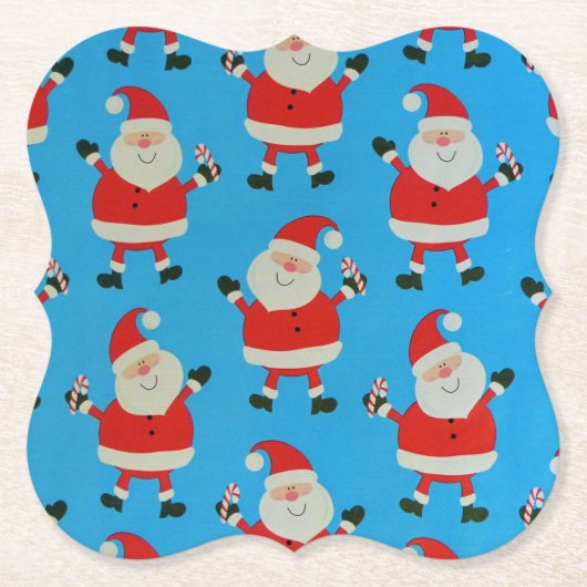 Dessous-de-verre En Papier Heureux Santas (Devant)