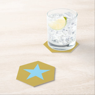 Dessous-de-verre En Papier Hexagon Pointé Or avec BlueStar