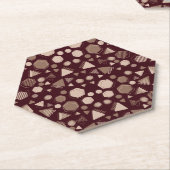 Dessous-de-verre En Papier Hexagon & Triangle Rose & Brown sur Motif Maroon (Incliné)