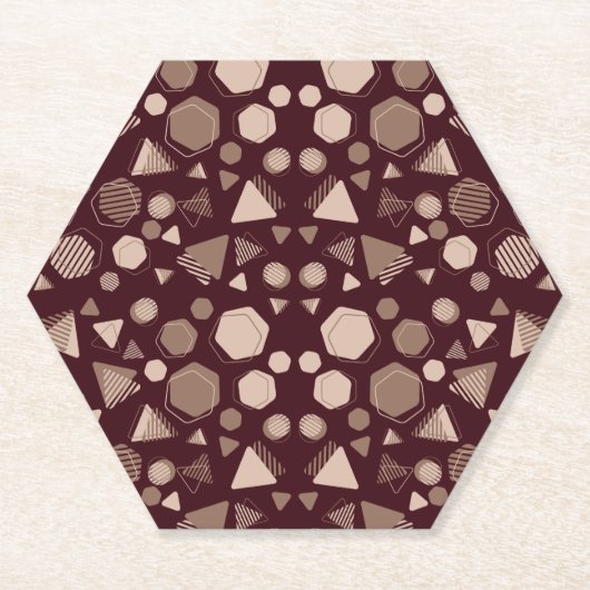 Dessous-de-verre En Papier Hexagon & Triangle Rose & Brown sur Motif Maroon (Devant)