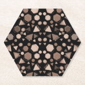 Dessous-de-verre En Papier Hexagon & Triangle rose & Brown sur Motif noir (Devant)