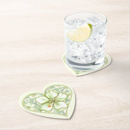 Dessous-de-verre En Papier Hibiscus & dentelle BLANC (En situation)