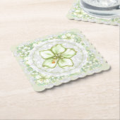Dessous-de-verre En Papier Hibiscus & dentelle BLANC (Incliné)