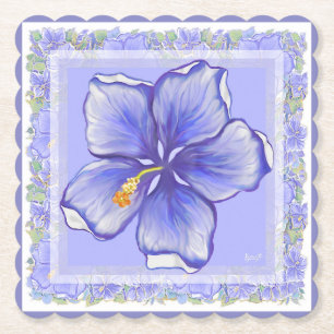 Dessous-de-verre En Papier Hibiscus & dentelle BLEU
