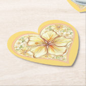 Dessous-de-verre En Papier Hibiscus & dentelle JAUNE (Incliné)