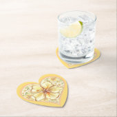 Dessous-de-verre En Papier Hibiscus & dentelle JAUNE (En situation)