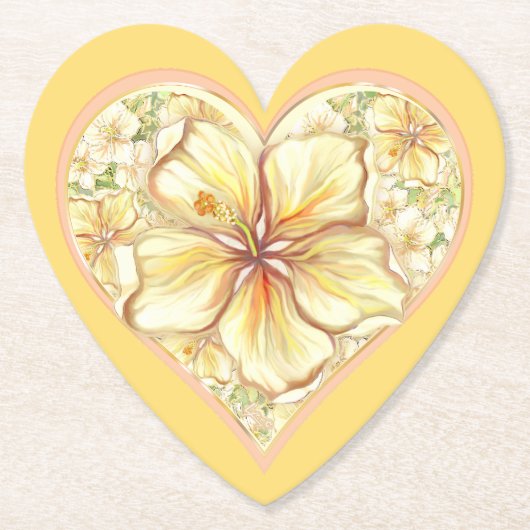 Dessous-de-verre En Papier Hibiscus & dentelle JAUNE (Devant)