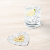 Dessous-de-verre En Papier Hibiscus & dentelle JAUNE (En situation)