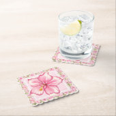 Dessous-de-verre En Papier Hibiscus & dentelle PINK (En situation)