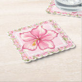 Dessous-de-verre En Papier Hibiscus & dentelle PINK (Incliné)