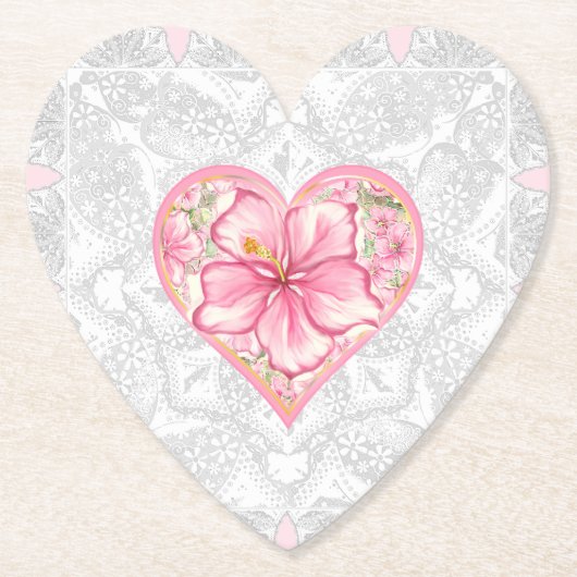 Dessous-de-verre En Papier Hibiscus & dentelle PINK (Devant)