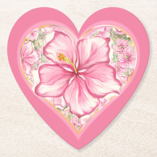 Dessous-de-verre En Papier Hibiscus & dentelle PINK (Devant)