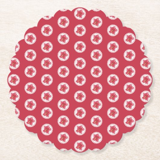 Dessous-de-verre En Papier Hibiscus & dentelle RED (Devant)