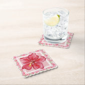 Dessous-de-verre En Papier Hibiscus & dentelle RED (En situation)