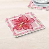 Dessous-de-verre En Papier Hibiscus & dentelle RED (Incliné)