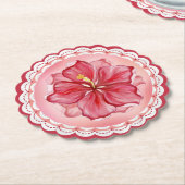 Dessous-de-verre En Papier Hibiscus & dentelle RED (Incliné)