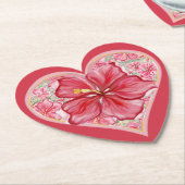 Dessous-de-verre En Papier Hibiscus & dentelle RED (Incliné)