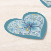 Dessous-de-verre En Papier Hibiscus & dentelle TURQUOISE (Incliné)