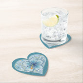 Dessous-de-verre En Papier Hibiscus & dentelle TURQUOISE (En situation)