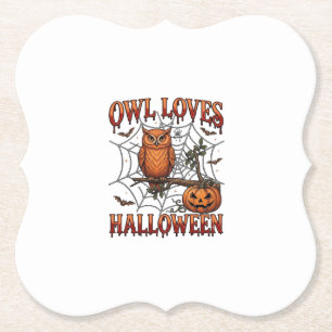 Dessous-de-verre En Papier Hibou aime Halloween Orange Toile d'Araignée Citro
