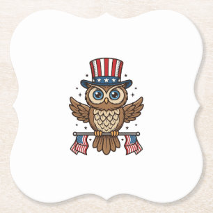 Dessous-de-verre En Papier Hibou patriotique Gravure vintage Graphique_1