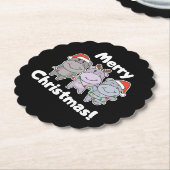 Dessous-de-verre En Papier Hippo Christmas Animals Cute Hippos Merry (Incliné)