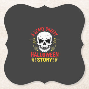 Dessous-de-verre En Papier Histoire de crâne de Halloween effrayant et flippa