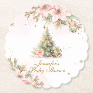 Dessous-de-verre En Papier Hiver Whimsical Un joyeux petit baby shower rose