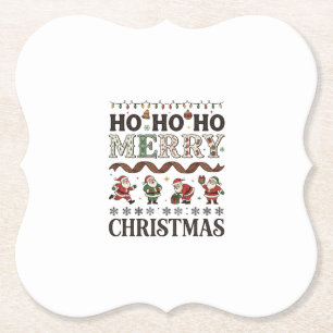 Dessous-de-verre En Papier Ho Joyeux Noël Ruban à carreaux de Père Noël