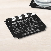 Dessous-de-verre En Papier Hollywood Party Coasters, Custom Clapperboard (Incliné)